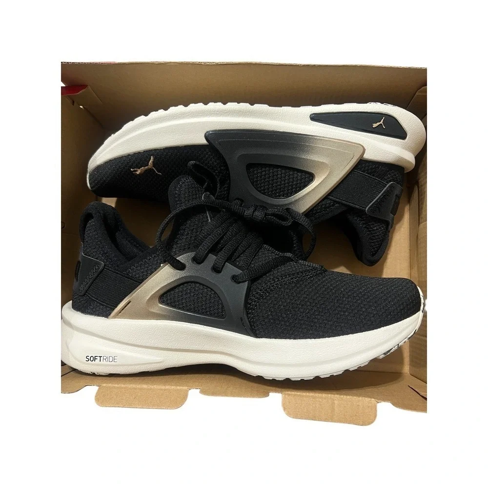 Puma Women's Softride Running Shoes Black Gold Accents Athletic Sneakers Size7.5 - Picture 2 of 11